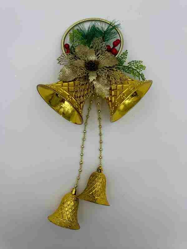 Новогоднее декоративное укрошение на стену или дверь Колокольчики 30см высота 25 см ширина