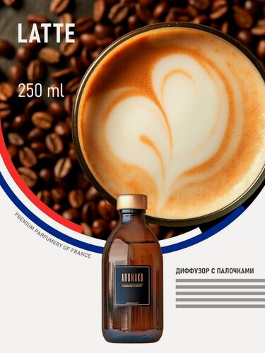 Изображение товара Диффузор с палочками латте, 250 ml ароматизатор для дома и офиса