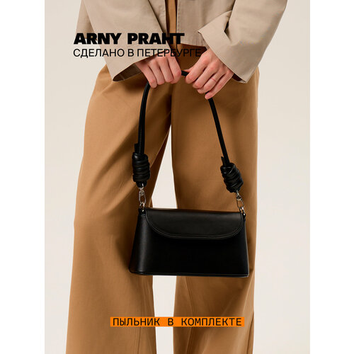 фото Сумка сэтчел arny praht tie (тея), фактура гладкая, черный