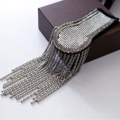 Металлические эполеты с кисточками 2 шт silver