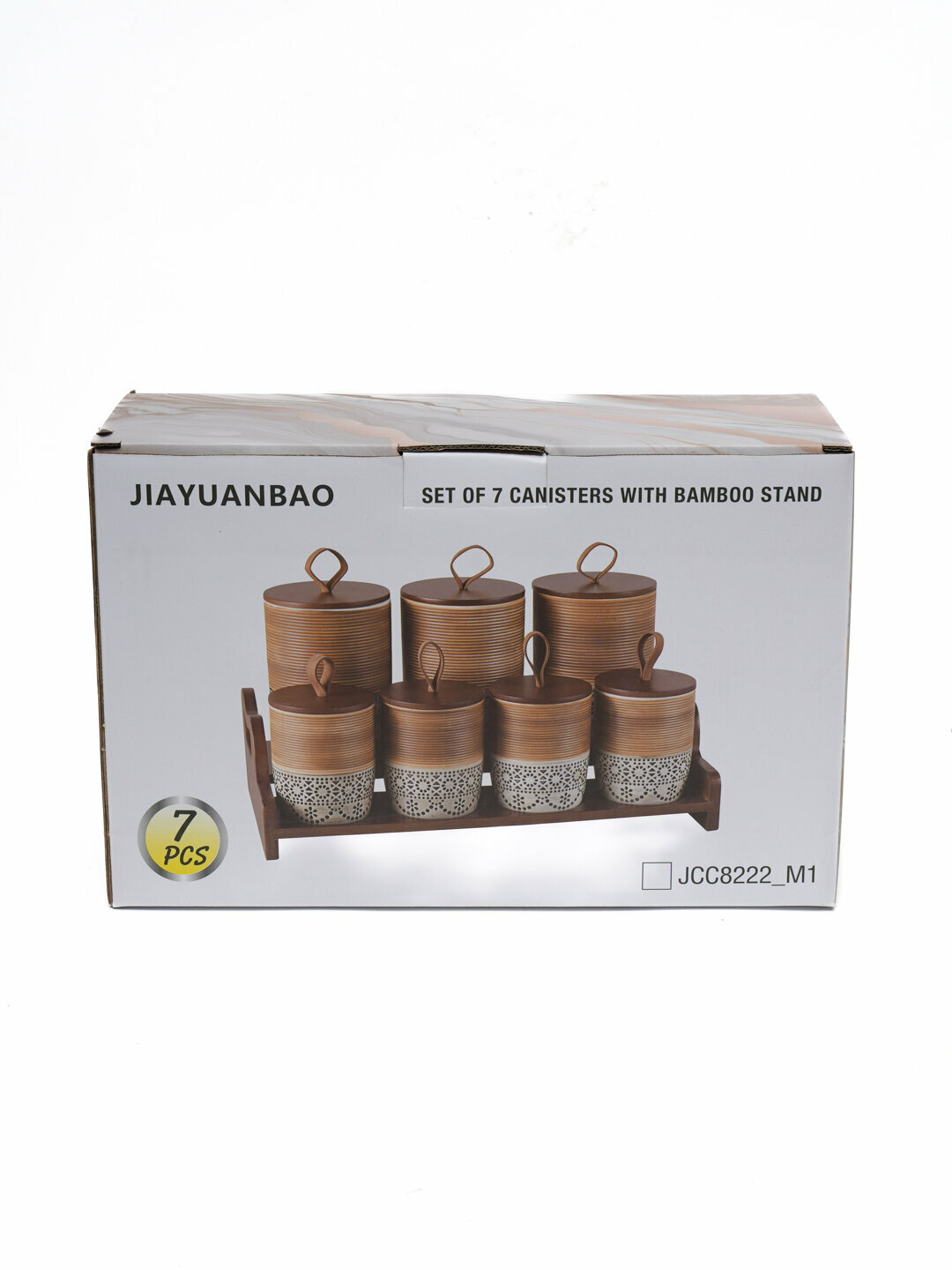 Набор для специй, керамический, с подставкой, 7 предметов, бело-серый — фото 1