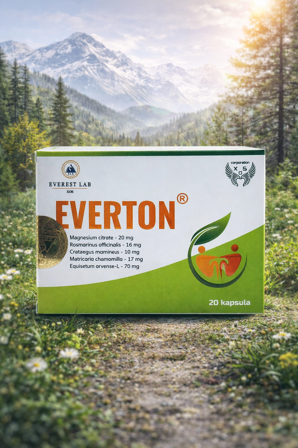 Everton — растительный комплекс с магнием для поддержки почек и мочевыделительной системы, 20 капсул