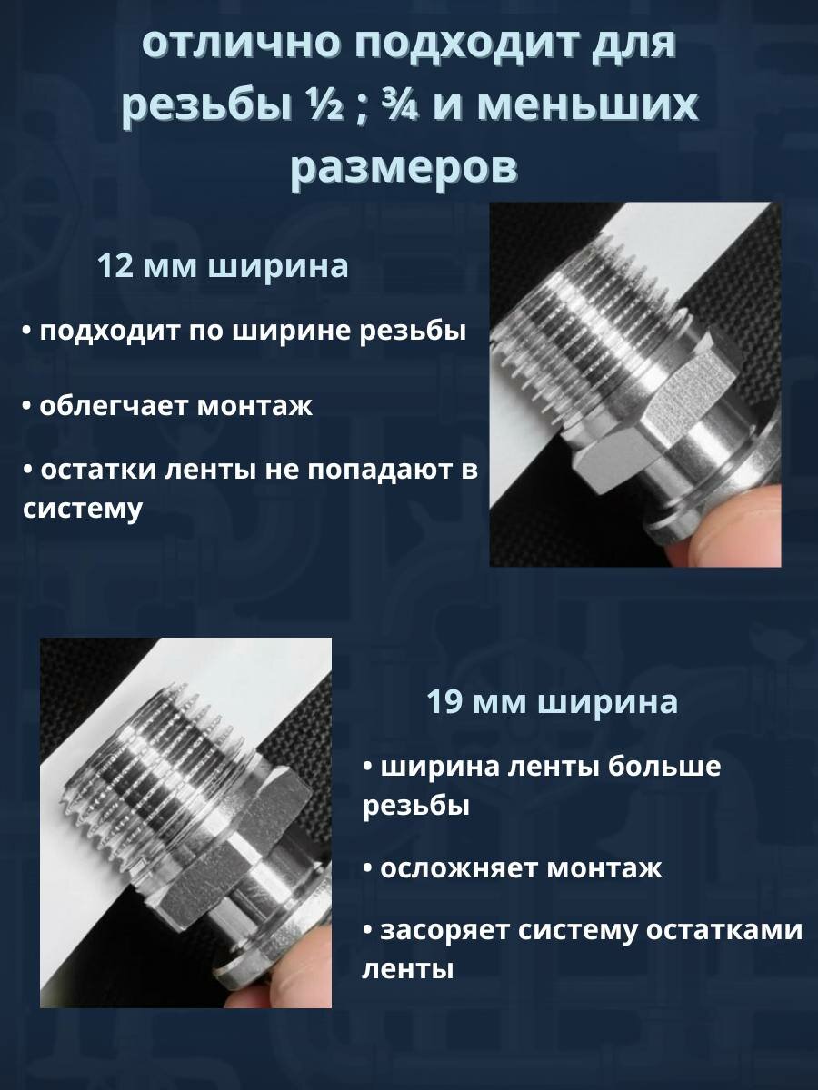 Фум лента сантехническая 10м*12мм*0,075 мм — фото 1