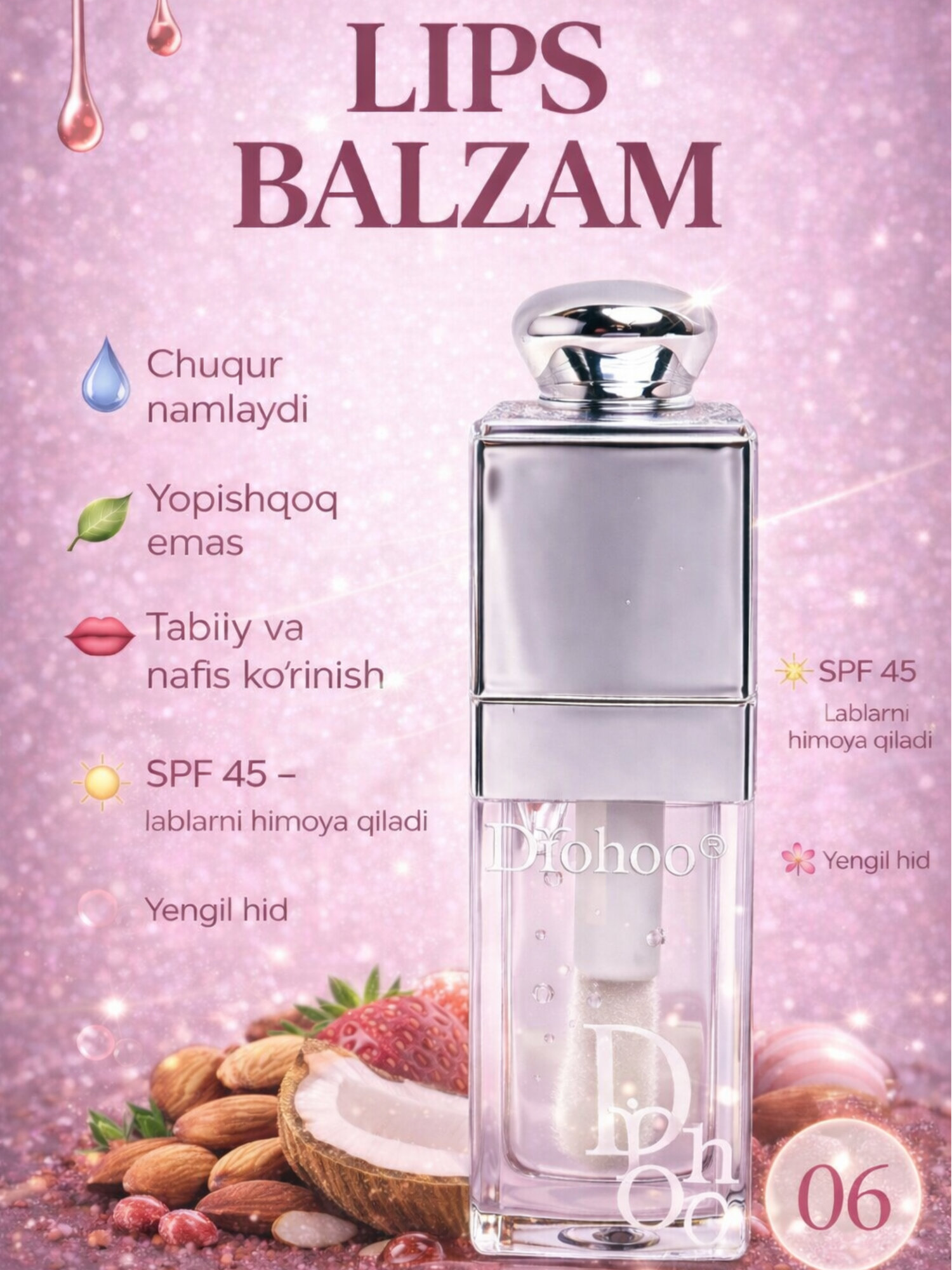 Увлажняющее масло-блеск для губ, DROHOO, ароматный помада, бесцветный