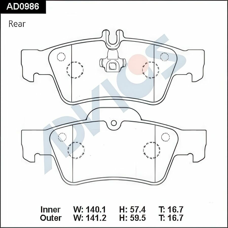 Колодки тормозные дисковые керамика задние, oem A0074201020 арт AD0986