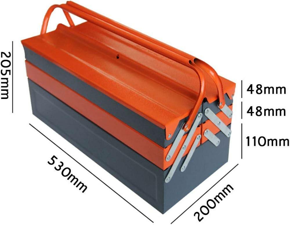 Металлический ящик для инструментов с ручкой, складной, оранжевый