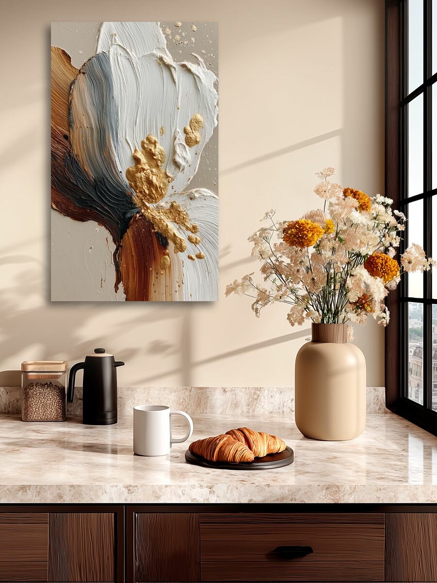 Картина на холсте LOFTime 60х100 Абстракция цветок масло бел кор КБ-2004-60100