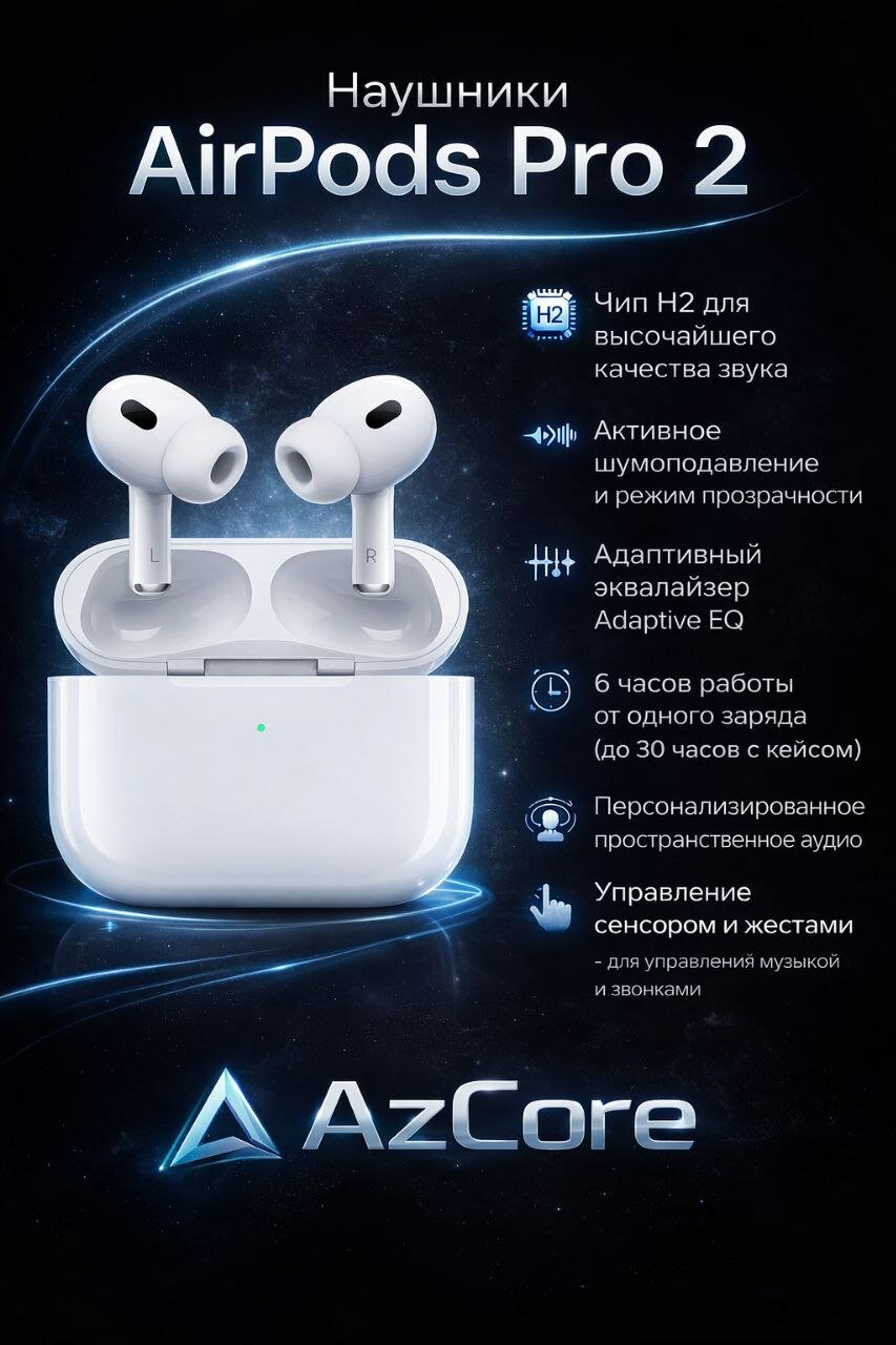 Беспроводные Наушники Apple AirPods Pro 2 сенсорное управление, активное шумоподавлениe