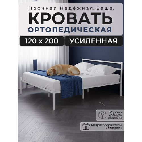 Кровать двуспальная металлическая белая 120х200