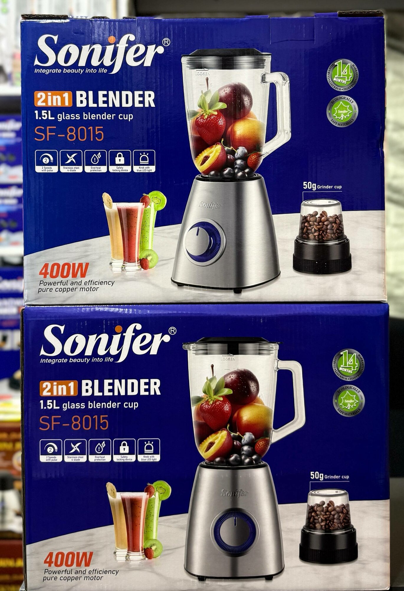 Электрический стационарный кухонный блендер Sonifer SF‑8015 с мощностью 400 Вт,