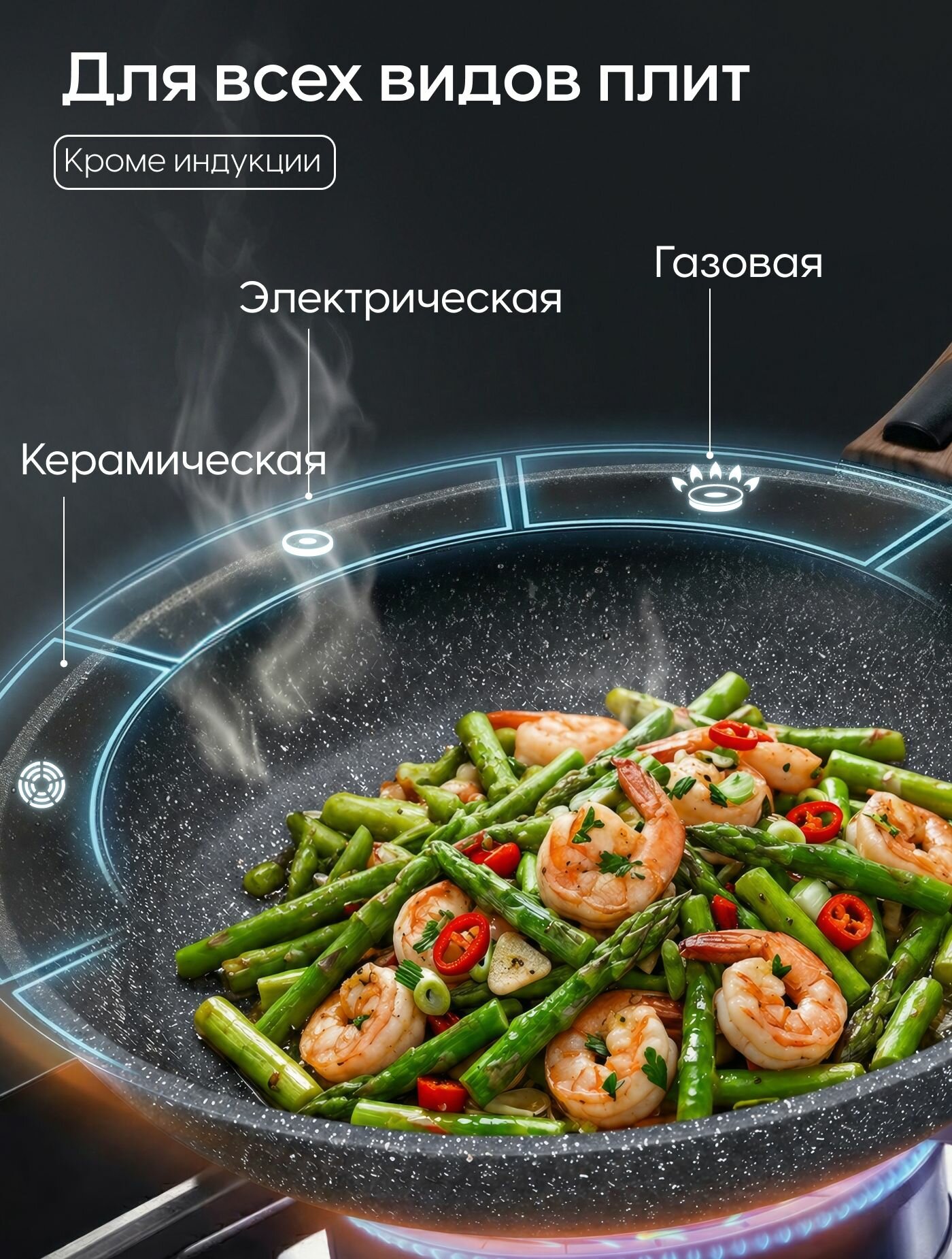 Сковорода с крышкой и съемной ручкой Yoshiro YFP241NPCG1, Эксперт, диаметр 24 см, глубокая, черная — фото 1