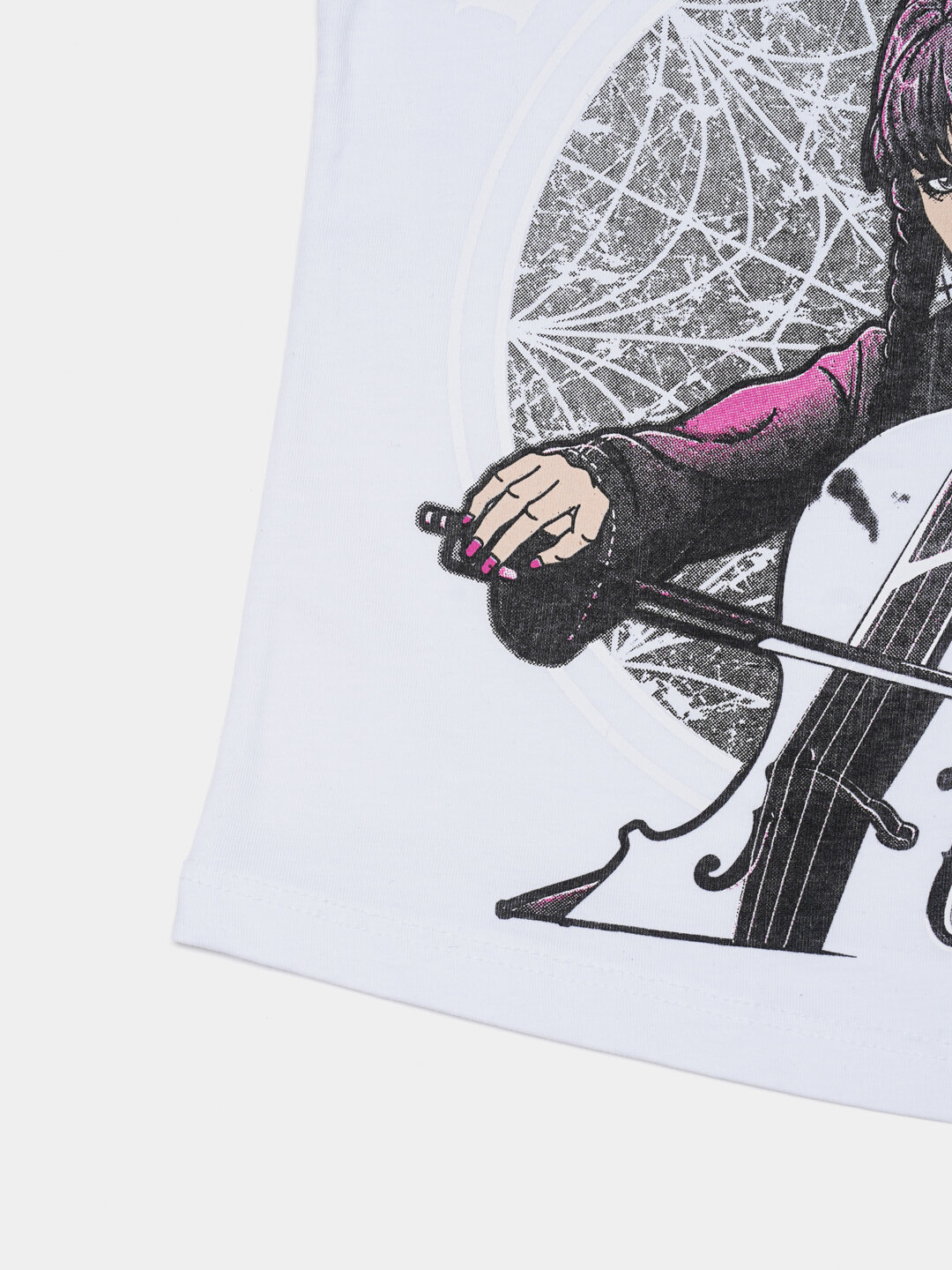 Футболка  Футболка "Wednesday", хлопок, для девочки, принт стойкий, не выгорает, размер 122, прозрачный — фото 1