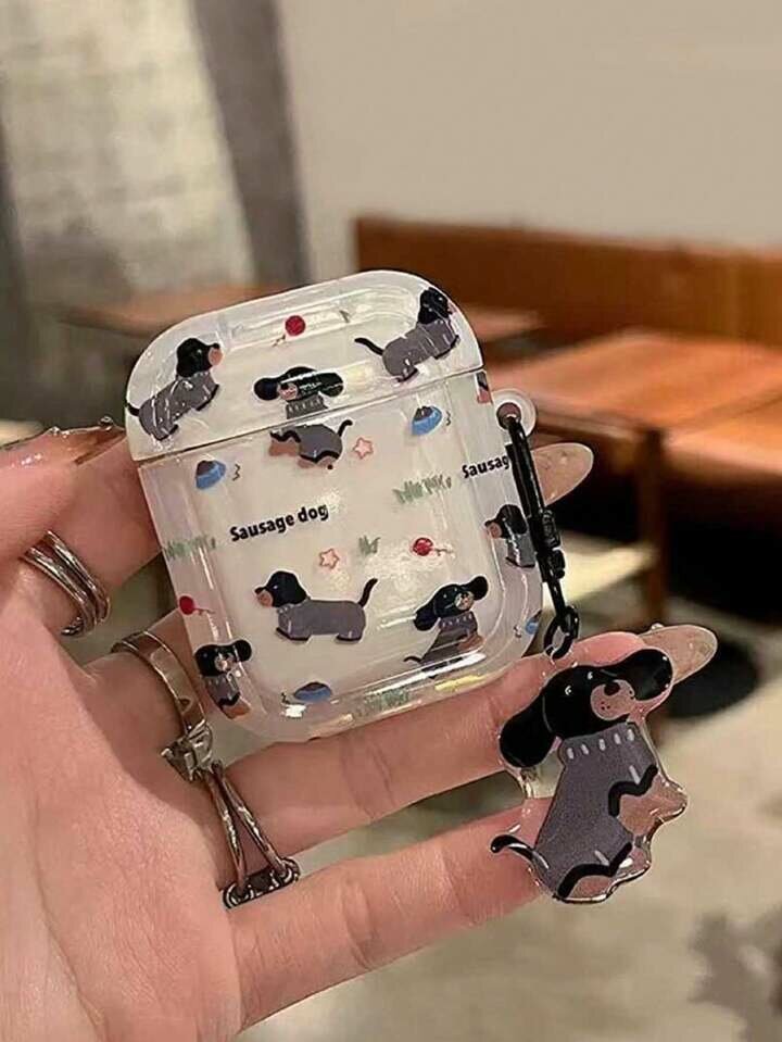 Защитный и декоративный чехол для Airpods 3 с щенком и с брелком