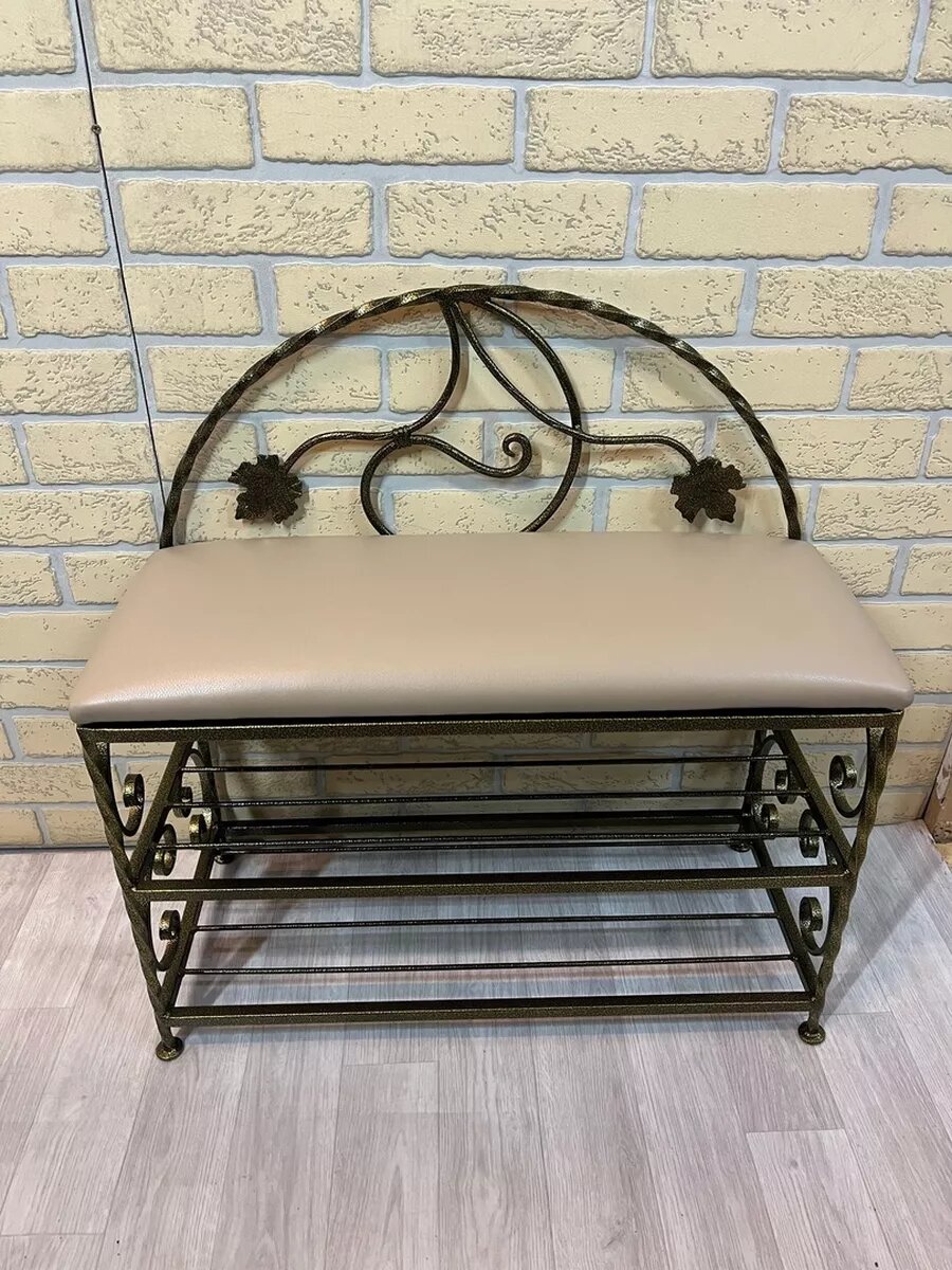 Кованая банкетка №18, Студия кованой мебели Нива, цвет слоновая кость — фото 1