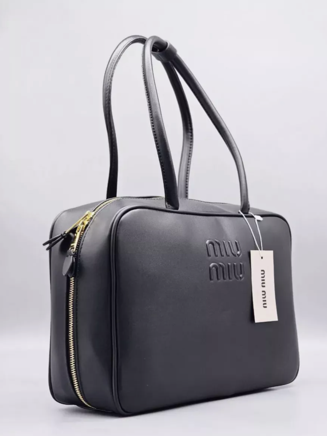 Сумка сэтчел  MIU MIU 9906, фактура гладкая, черный