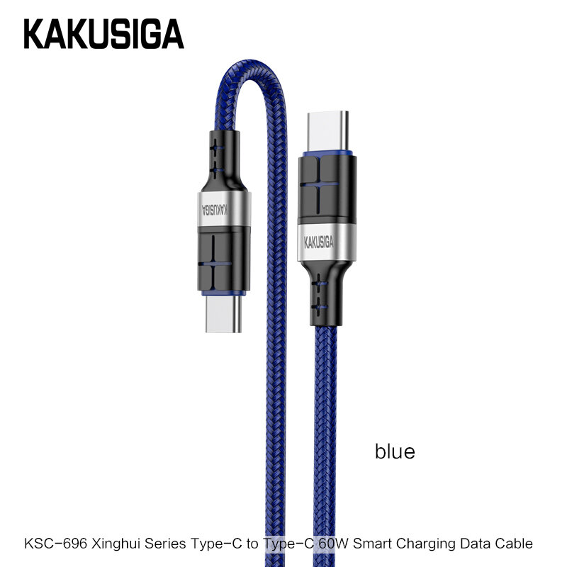 USB-кабель KAKUSIGA KSC-696, Type-C на Type-C, синий, для быстрой зарядки