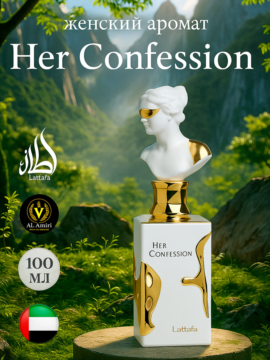 Парфюмерная вода Lattafa Her Confession , восточные ноты, стойкость до 10 часов, 100мл