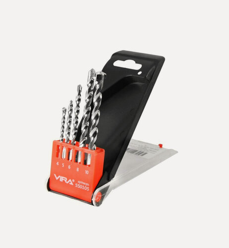 Изображение товара Набор сверл по кирпичу, бетону, камню 5 шт. 4-10 мм VIRA для перфораторов и ударных дрелей