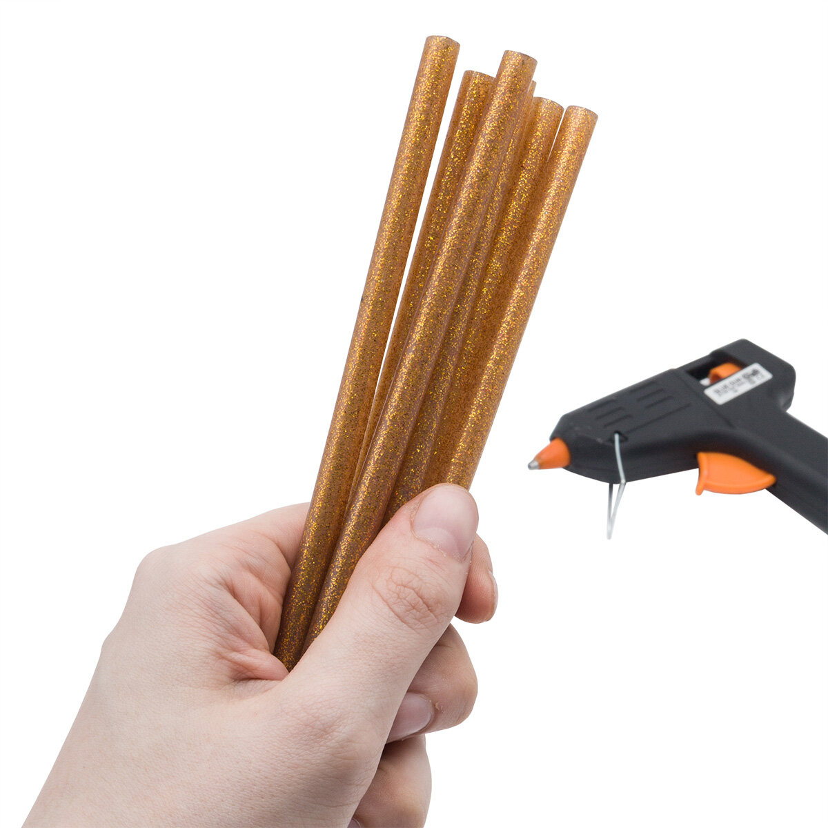 Стержни для клеевого пистолета 7 мм длина 20 см 6 шт с глиттером Айрис (золото)