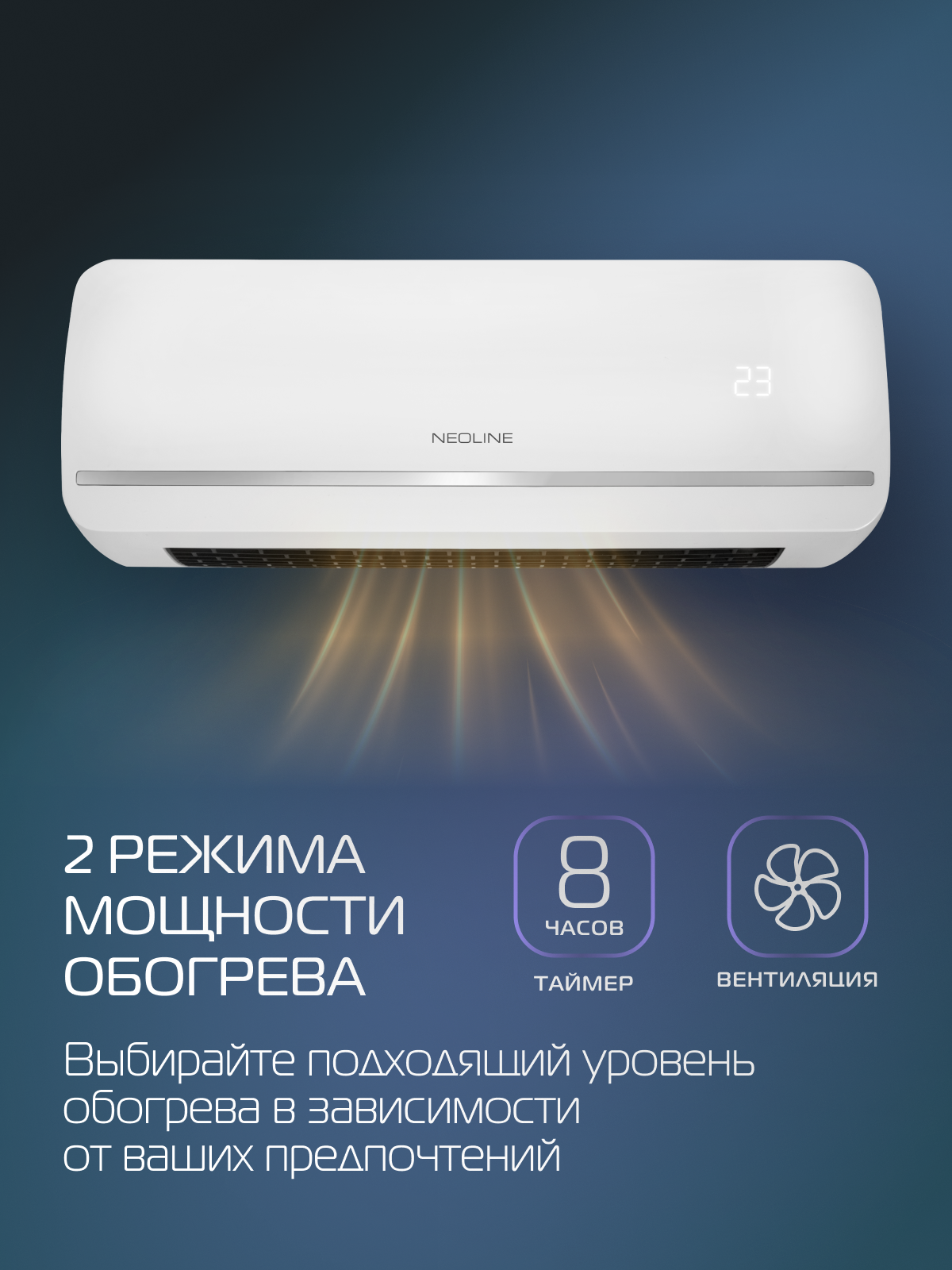 Тепловентилятор настенный NEOLINE NFH/CW-7620W — фото 1
