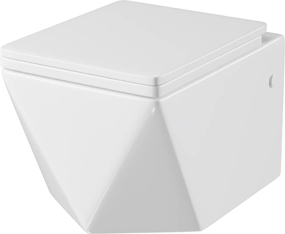 Унитаз подвесной Grossman Cristal GR-4481 с микролифтом безободковый прямоугольный без бачка фаянсовый антивсплеск белый