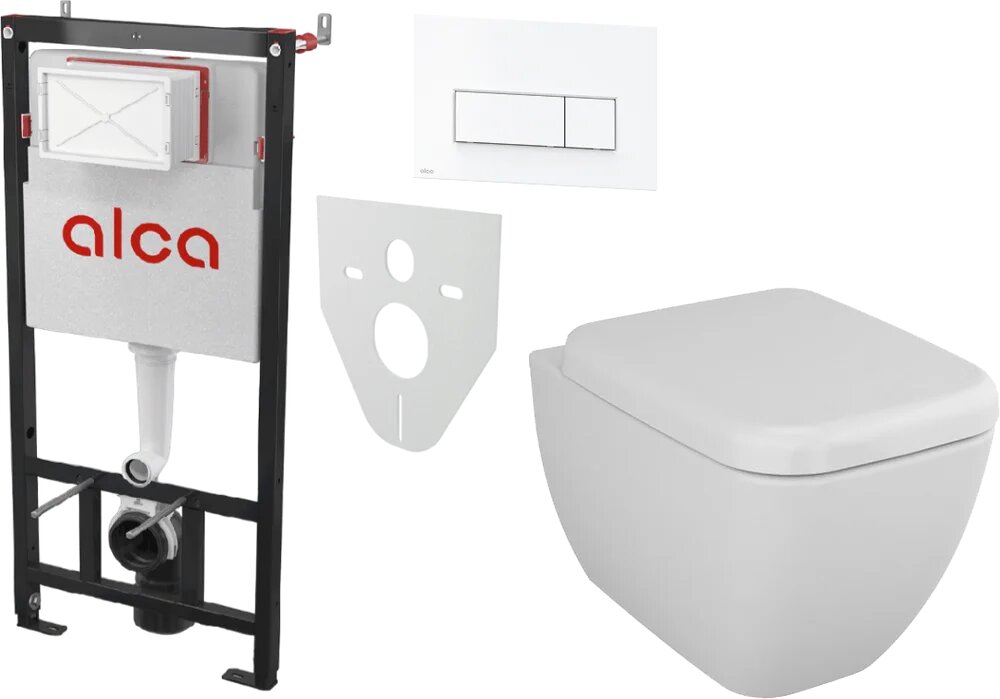 Комплект 3 в 1 Унитаз подвесной VitrA Shift 7742B003-0075 белая глянцевая / Крышка 91-003-009 с микролифтом петли хром / Инсталляция с кнопкой AlcaPlast AM101/1120-4:1 M570-VE-01