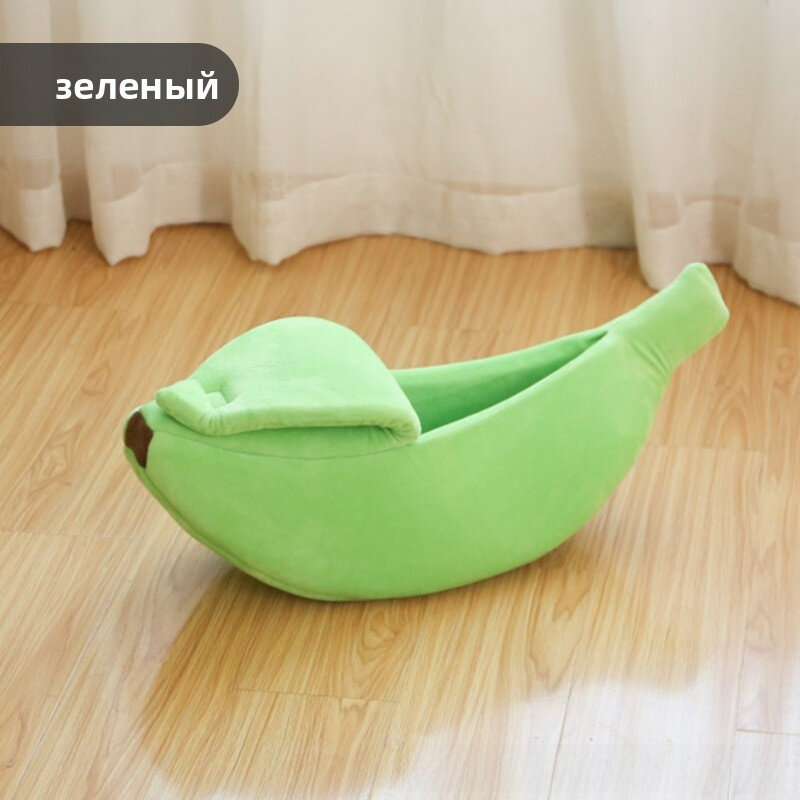 Домик-банан для хорьков полузакрытый зимний мягкий зеленый