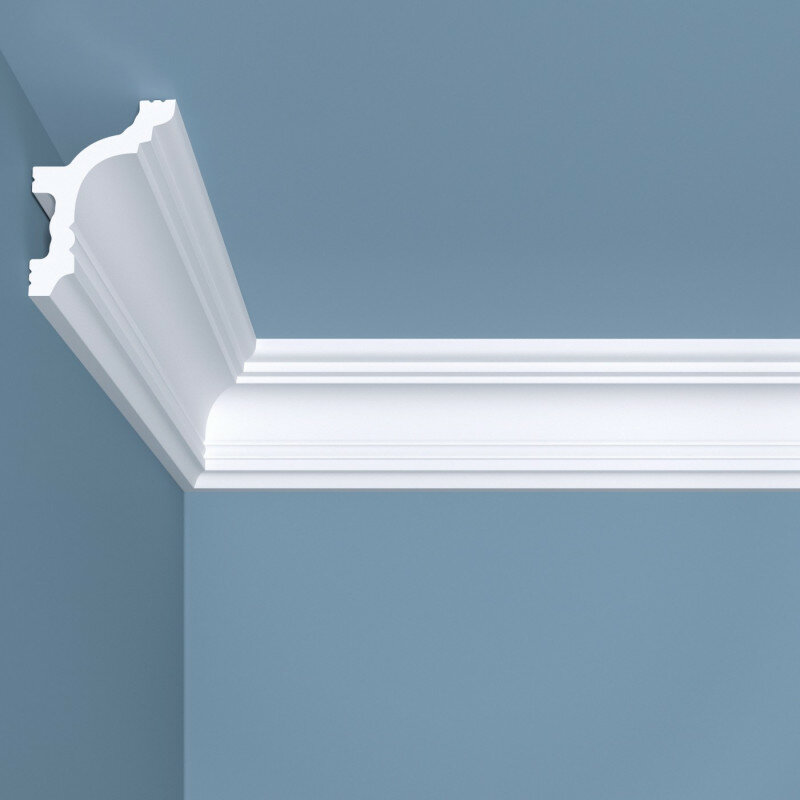 Плинтус потолочный 76x76 мм карниз под покраску полистирол полиуретановый белый 1метр