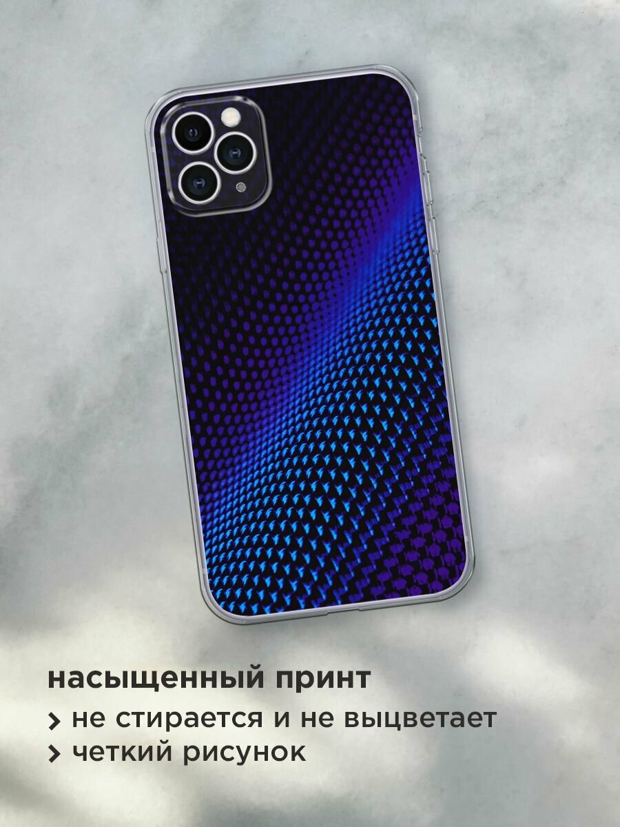 Чехол на Apple iPhone 11 Pro Max / Айфон 11 Про Макс с принтом "Синий карбон" — фото 1