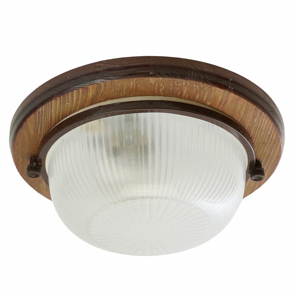 Светильник накладной FERON IP54 220V 60Вт Е27 дерево орех круг НБО 03-60-021 11573