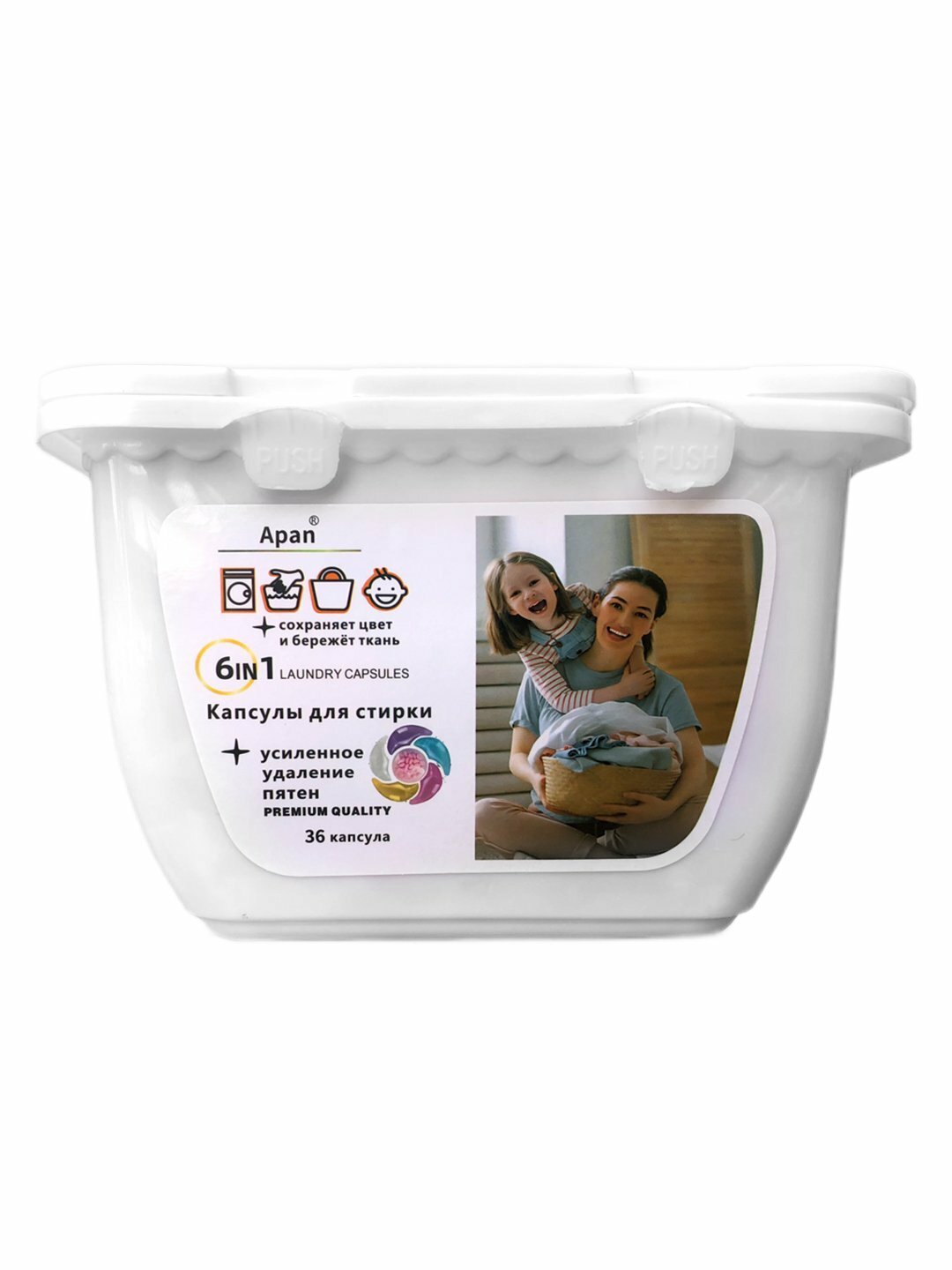 Капсулы для стирки 6 в 1, с аромагранулами, универсальные, для стиральной машины, 72 шт - Белый — фото 1