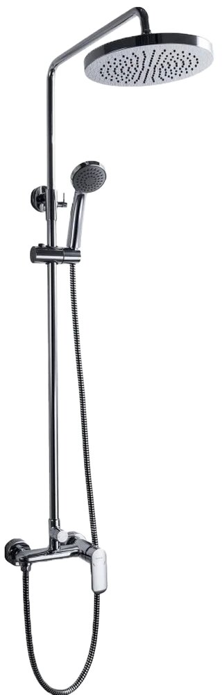 Душевая стойка Bravat Opal R F9125183CP-A2-RUS с тропическим душем со смесителем латунная без излива хром рычаг сбоку с лейкой с девиатором