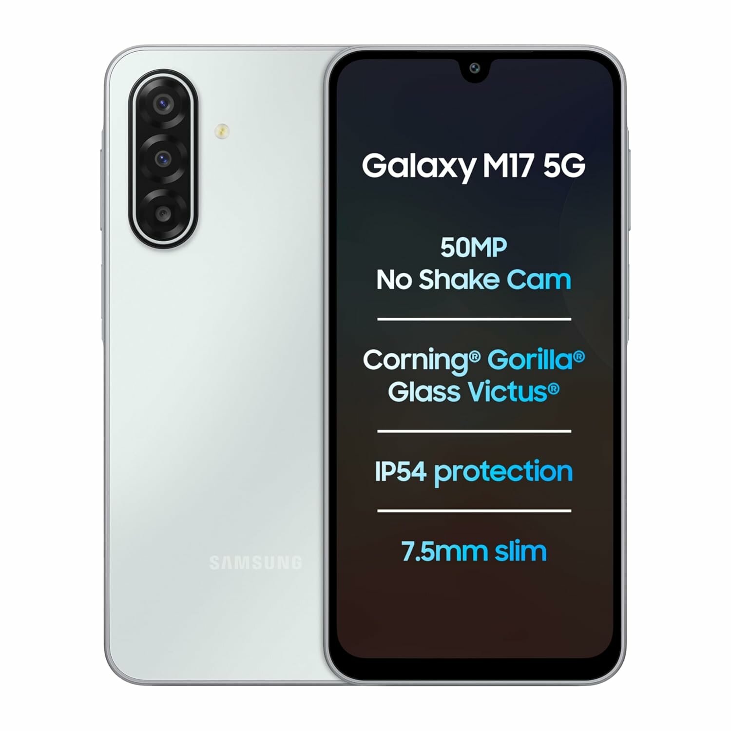 Смартфон Samsung Galaxy M17 5G, 4/128 ГБ, 6.7" дюймовый дисплей, 90Hz, 50Мп AI камера, IP54, Moonlight Silver