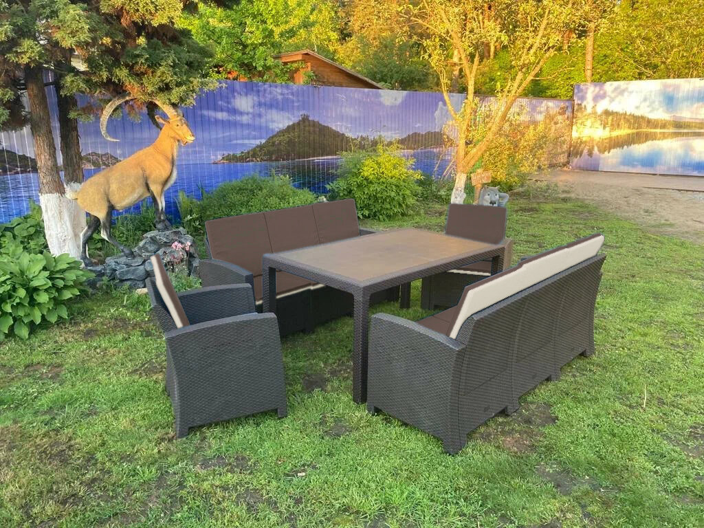 Комплект мебели Мир Дачника California Family Maxi Set искусственный ротанг цвет Венге с подушками на спинку