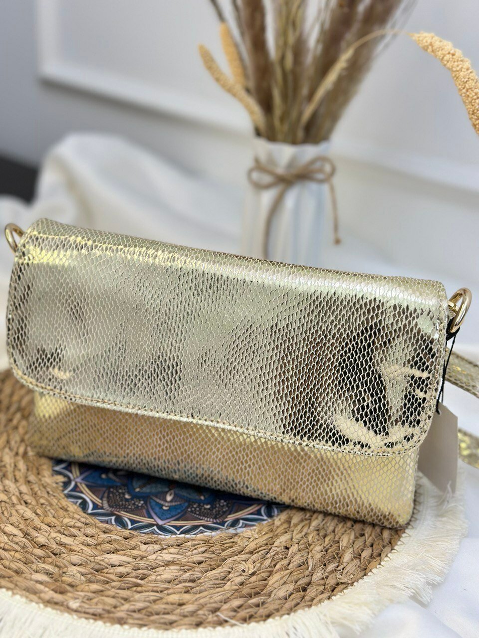Сумка клатч  sumka lux, фактура матовая, золотистый — фото 1