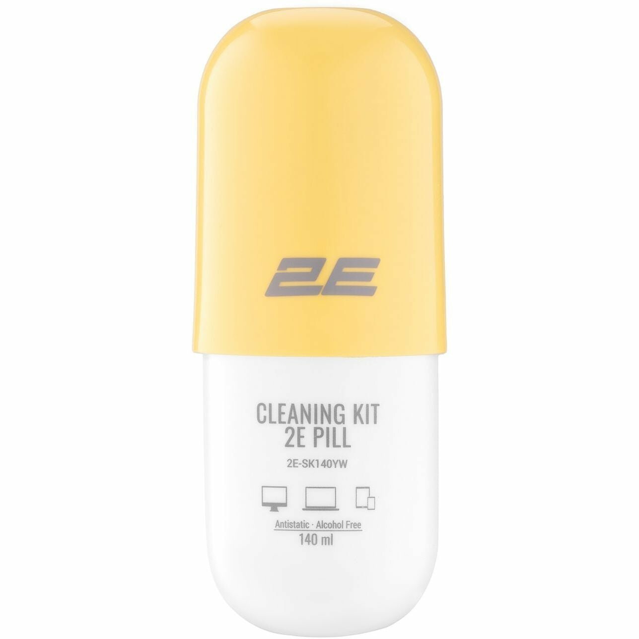 Набор для чистки 2E PILL для оргтехники (спрей 140 мл + салфетка), бело-жёлтый