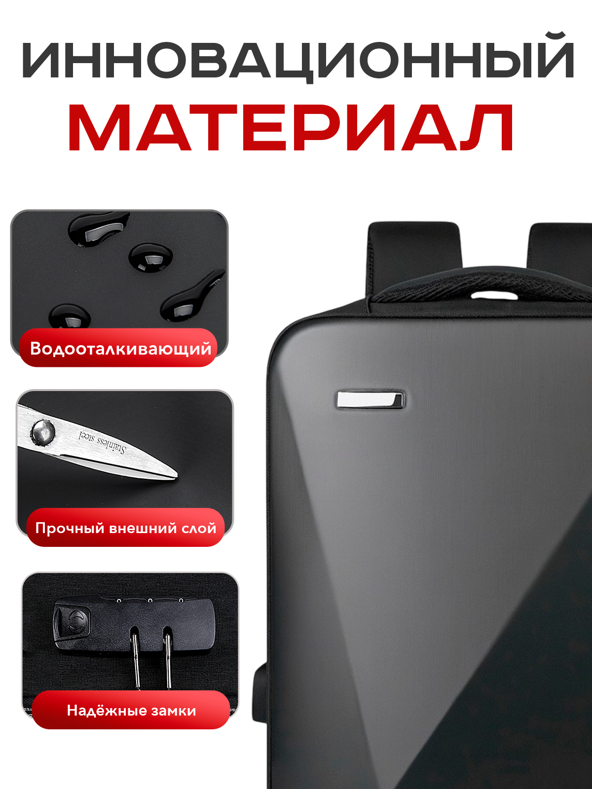 Рюкзак Milooky, USB-порт, полиэстер, чёрный, водонепроницаемый — фото 1