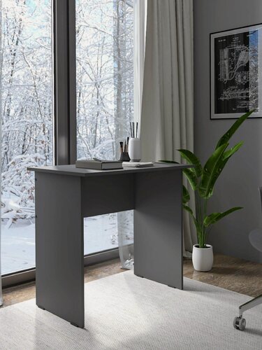 Изображение товара Стол рабочий письменный с большой столешницей 80*50 см, ЛДСП, графит/серый