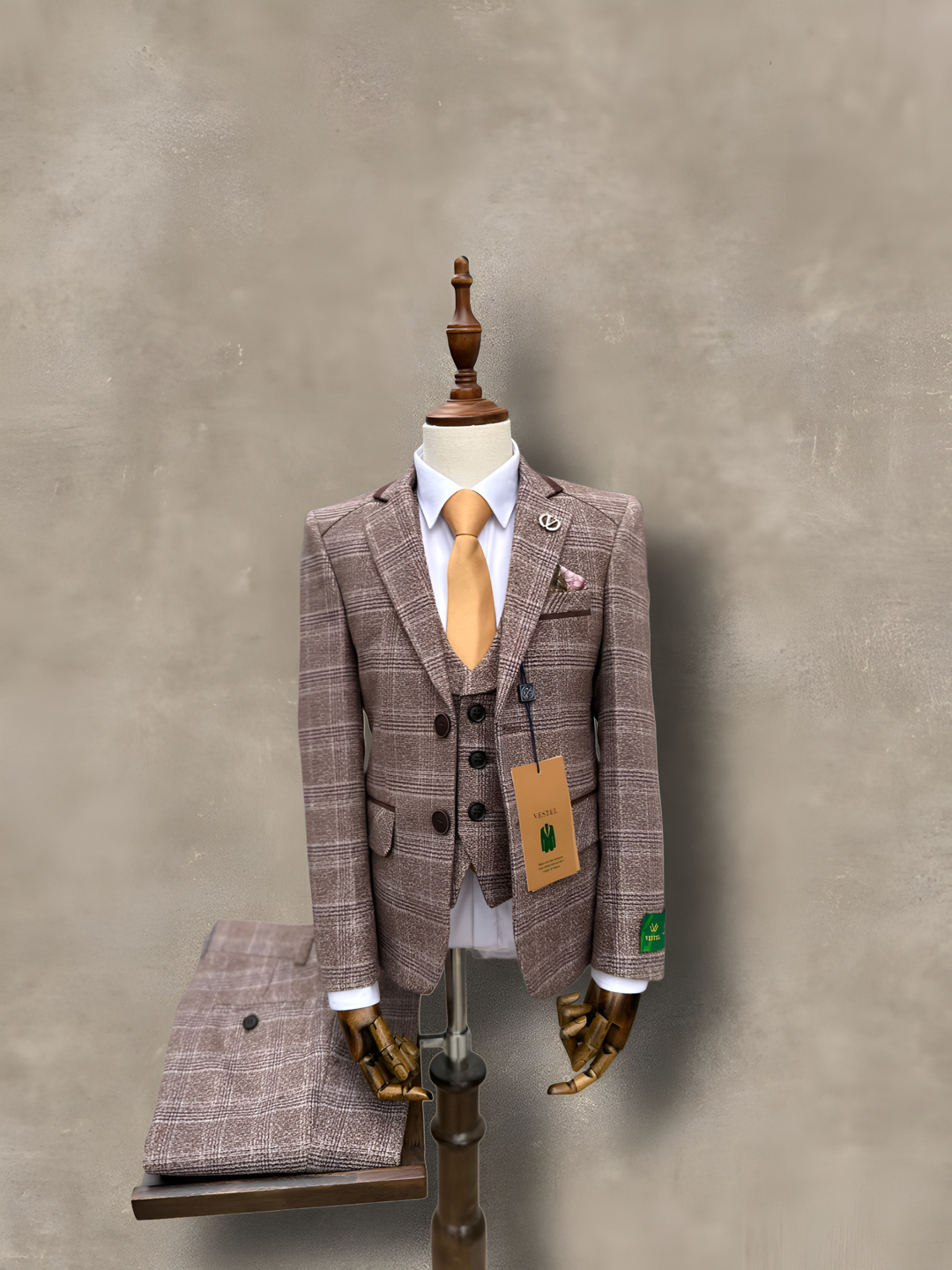 Костюмные брюки-жилет с драп материала в классическом стиле для детей 1 класса