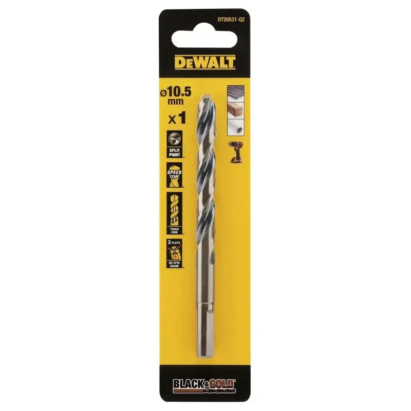 Сверло по металлу DeWALT "BLACK & GOLD" 10.5х87х133мм DT20531-QZ
