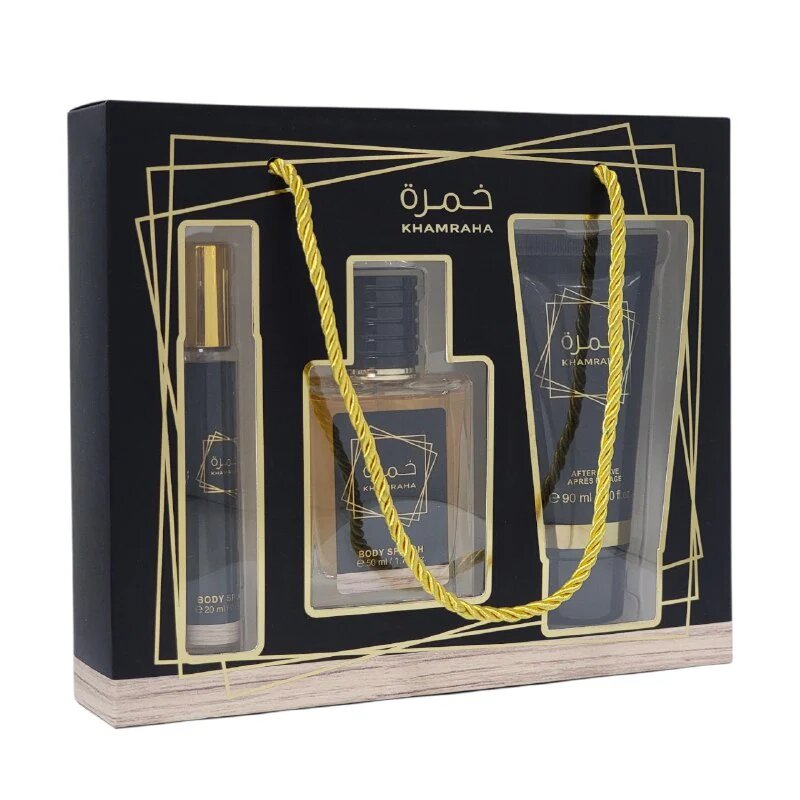 Подарочный набор Lattafa "Khamrah", 3 в 1, для мужчин, восточный пряный, 50мл, мужской парфюм