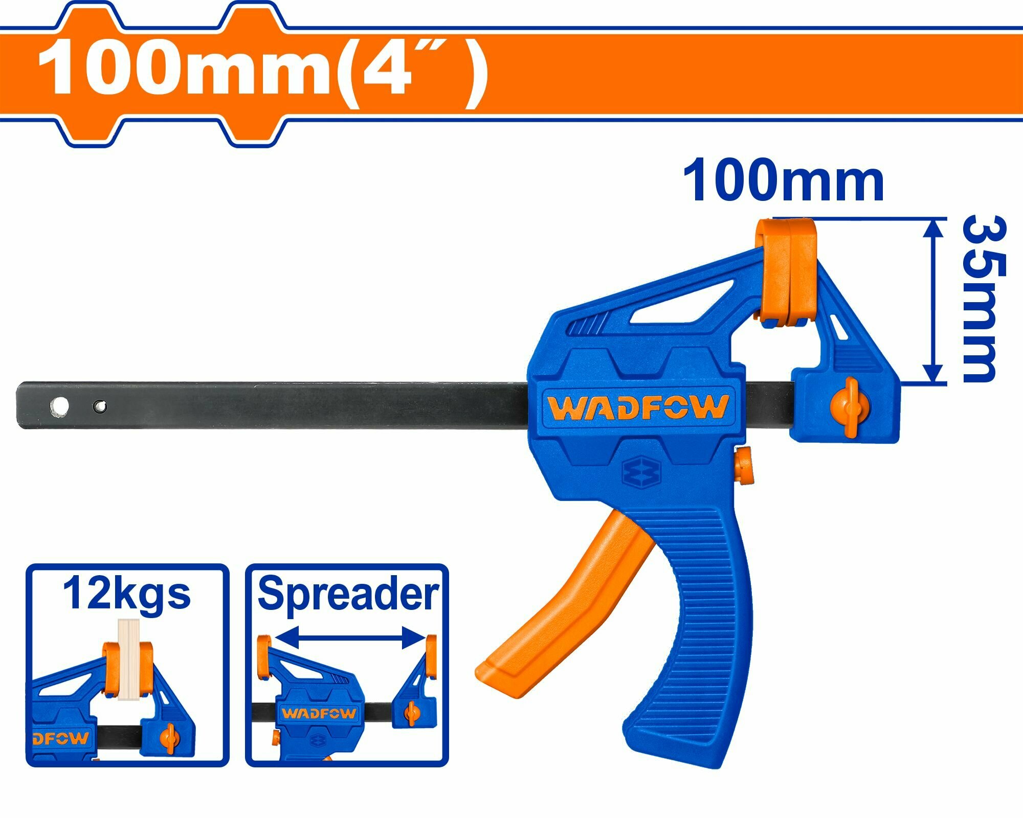 Струбцина "WADFOW" 100 х 35мм быстрозажимная, автоматическая