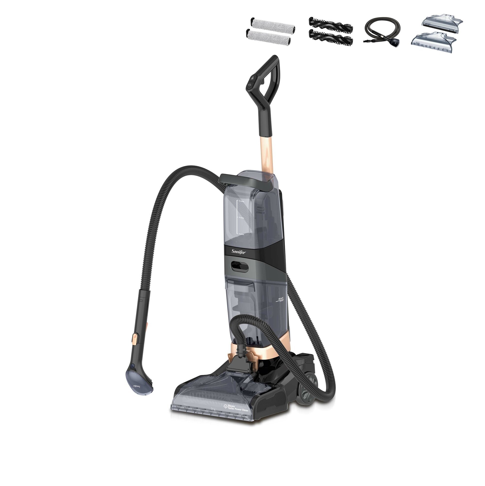 Моющий пылесос Sonifer SF-2268, 3 в 1, мощность 1200Вт, пароочистка, контейнерный пылесборник