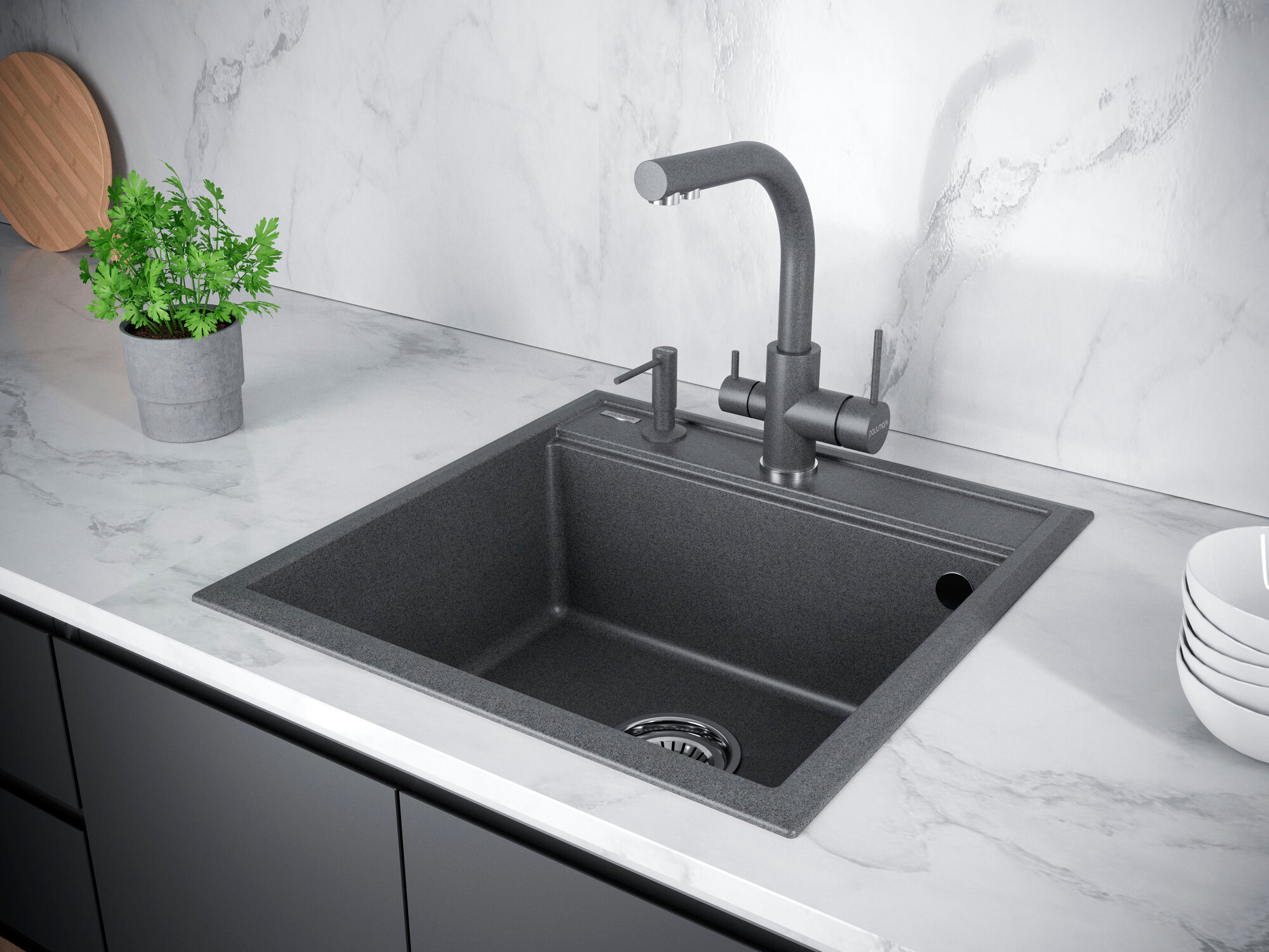 Дозатор для моющего ср-ва Paulmark DECUS D004-DG графит — фото 1