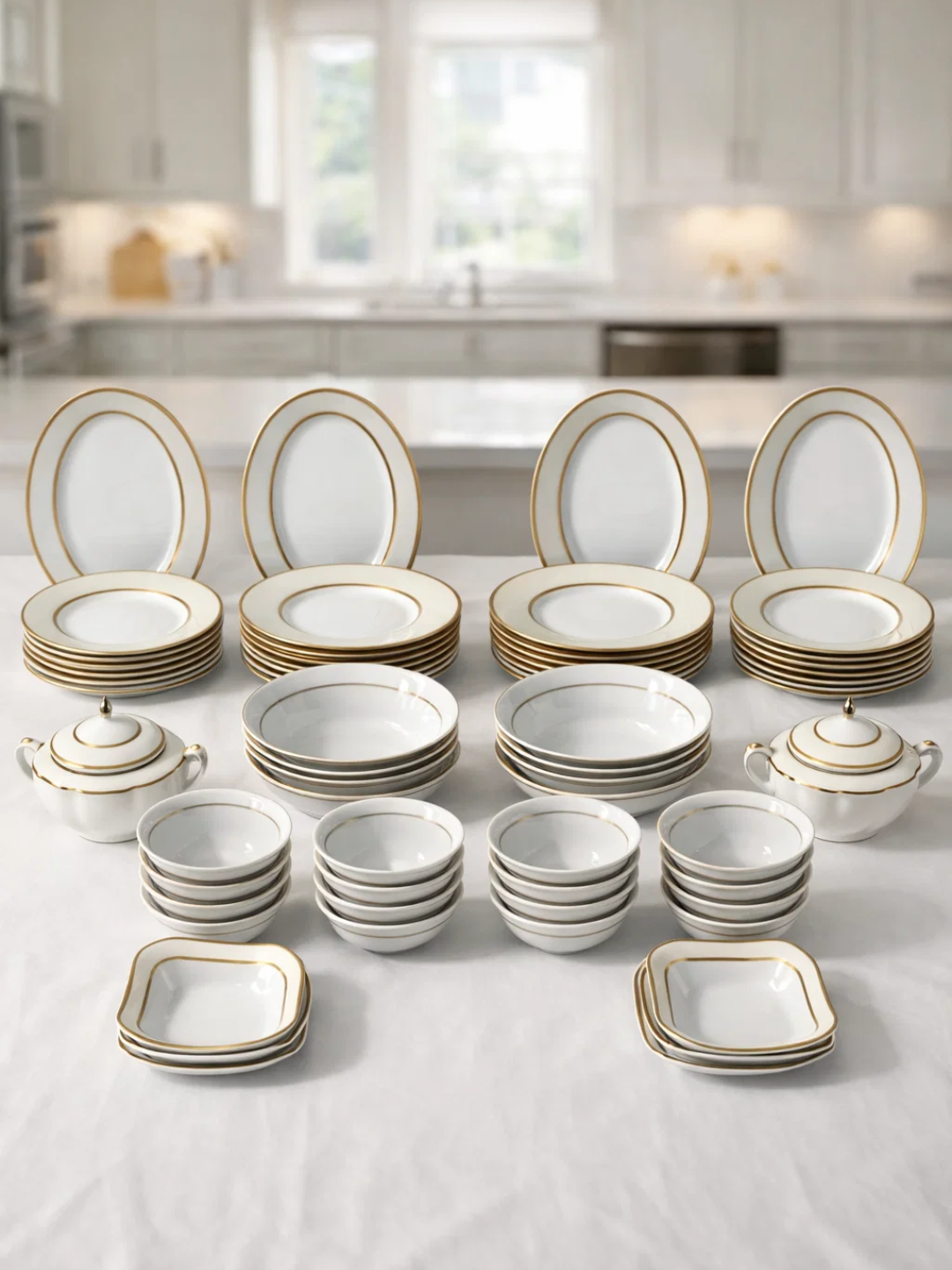 Фарфоровый набор столовой посуды, 60 предметов, на 12 персон