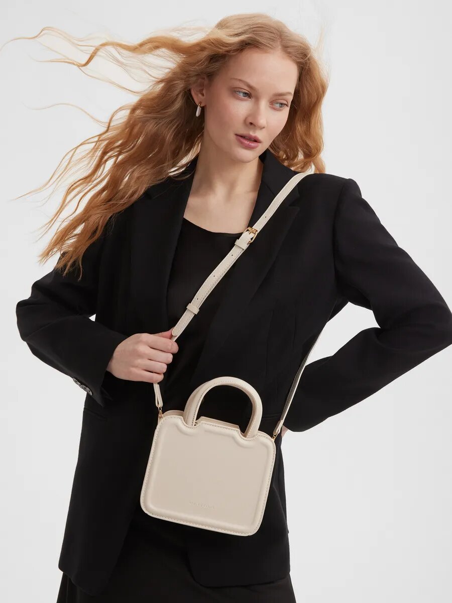 Сумка клатч , фактура гладкая, бежевая — фото 1