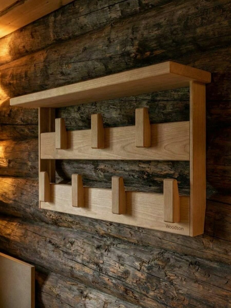 Вешалка для бани Семирамида Woodson липа, 34*60 см, настенная — фото 1