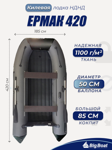 Изображение товара Надувная, под мотор, лодка из ПВХ для рыбалки НДНД Ermak (Ермак) 420