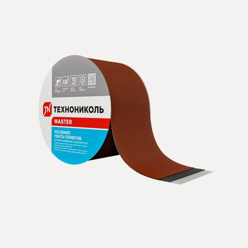 Изображение товара Лента-герметик TECHNONICOL "NICOBAND", для кровли, для труб, для наружных/внутренних работ, красная, 10 м