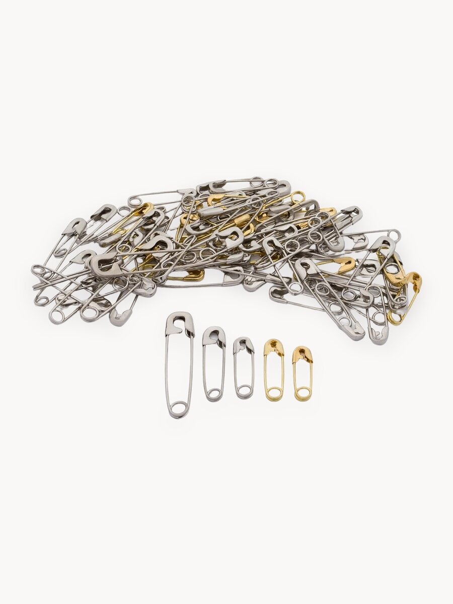 Булавки английские № 000/2 (19 мм/38 мм), PONY (золото, никель), 100 шт